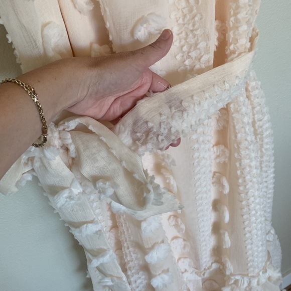 Meet You There Cream White Swiss Dot Midi Dress size large - Picture 9 of 12